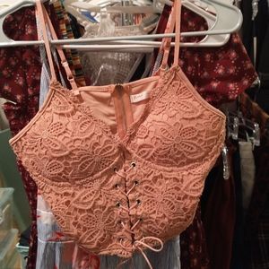 Dusty Pink Corset Crop Size Small New